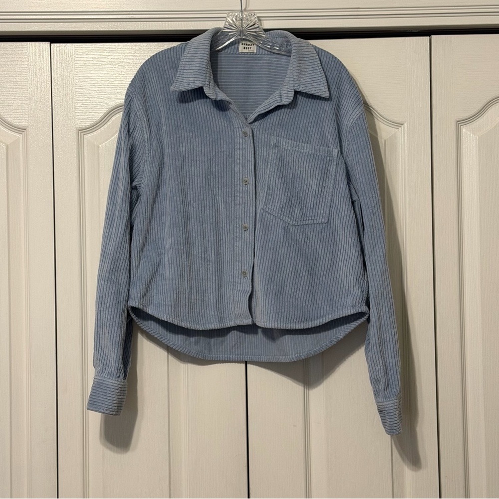 Sunday Best Light Blue Corduroy Top